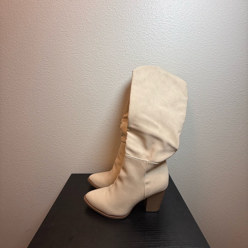 Chic Cream Heeled Boots for Women
